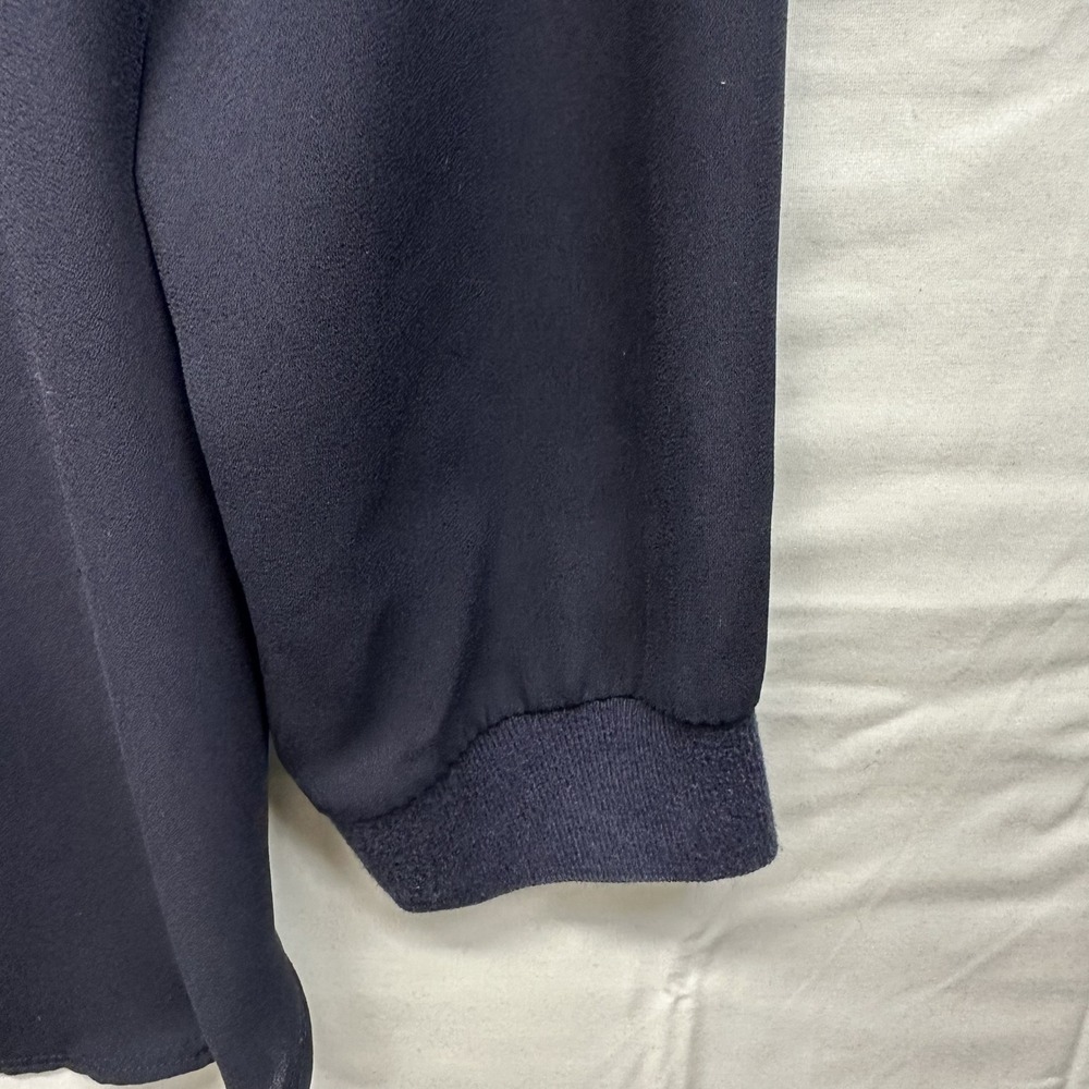 Banana Republic Womens Navy Blue Mixed Media Knit Back Long Sleeve Top Size‎ M - Picture 3 of 4